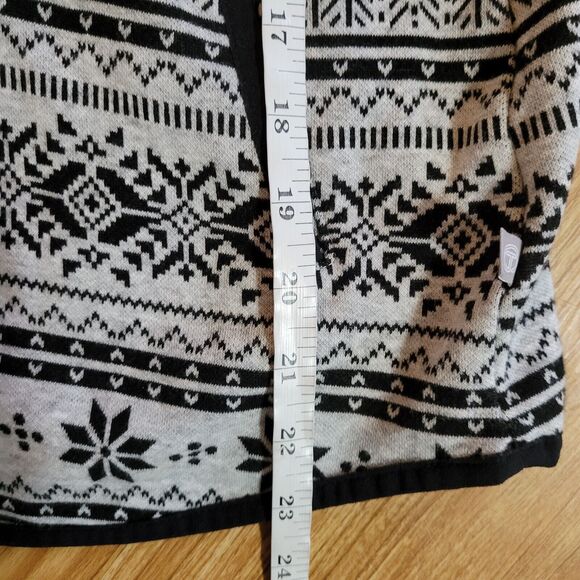Talbots Sweater Top Womens Medium Petite Black Gray Fair Isle Nordic Turtleneck - Picture 10 of 13